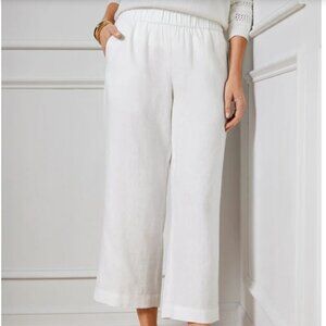 Talbots‎ Pants Womens MP White Nantucket Washed Linen Wide Leg Crop Pants